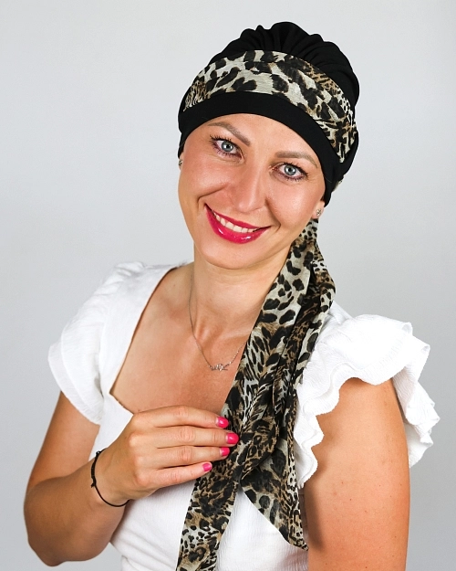 ALoENA turban Ala bambus s šifónovým šátkem více barev